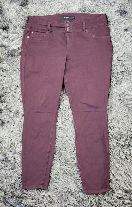 Torrid Denim Jeans Womens 18R Red Maroon Cotton Stretch High Rise Button Fly