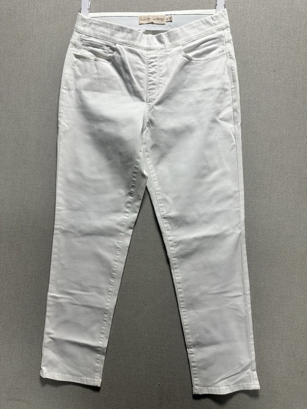 Soft Surroundings The Ultimate Denim White Pull On Ankle Length Sz Medium 8/10