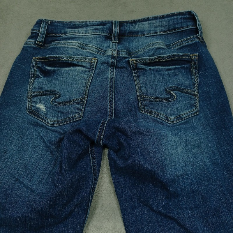 Silver Jeans Womens 27 Blue Denim Boyfriend Fit Casual Distressed Button Fly gallery