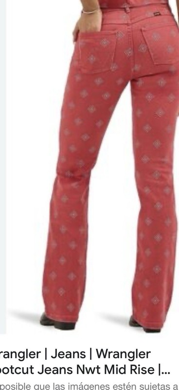 Wrangler Retro Women's High Rise Bootcut Jeans Red Geometric Print Stretch