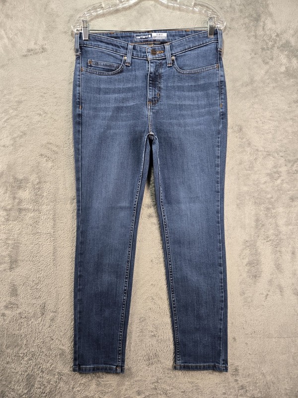 Carhartt Rugged Flex Slim Fit Tapered Jeans Womens Size 8 Short Blue Denim Pants