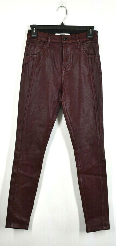 Sam Edelman Womens Stiletto High Rise Ankle Jeans Faux Leather 5-Pocket Wine 25