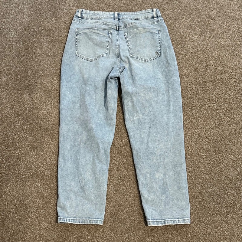 Women’s Indigo High Rise Mom Jeans Light Wash Button Fly Denim Size 10 Casual