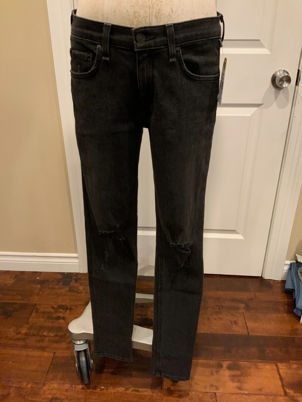 Rag & Bone Black Distressed Denim Skinny Jeans, Size 28