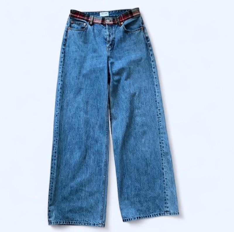 Still Here Walker Jeans Indigo Cotton Denim High Wide Leg Baggy Leg Women’s 27