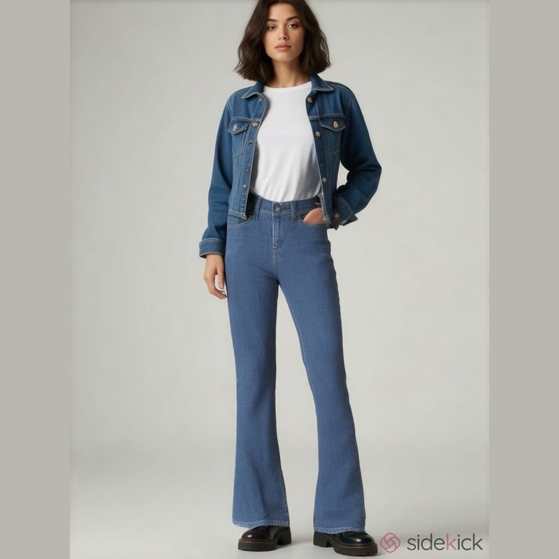 MNG By Mango Jeans Woman’s Size 4 Claudia Mid Rise Bootcut Denim Medium Blue