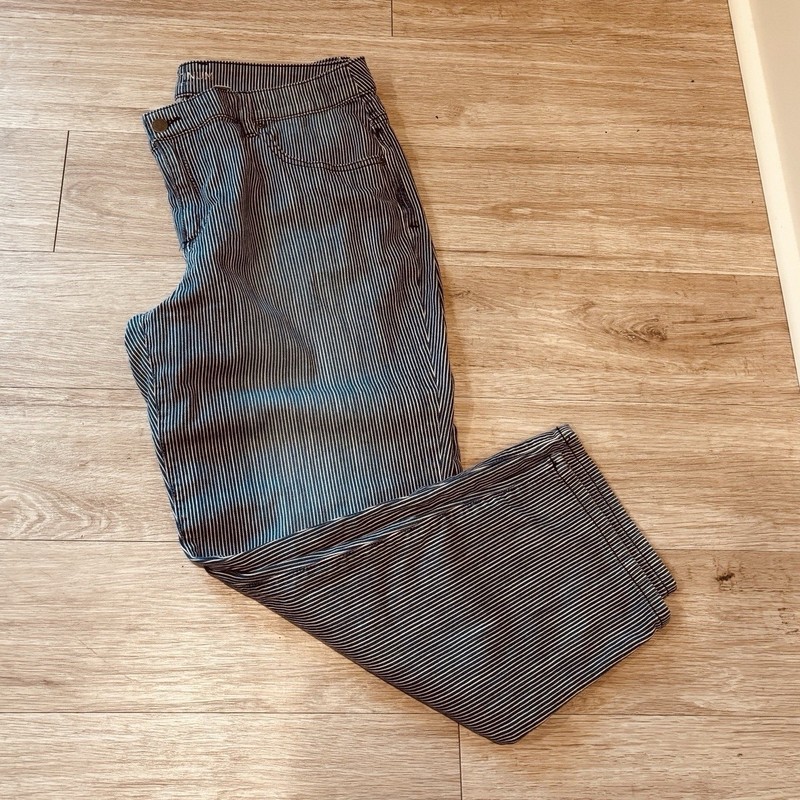 Chico’s Platinum Blue White Striped High Rise Cotton Denim Casual Spring Summer