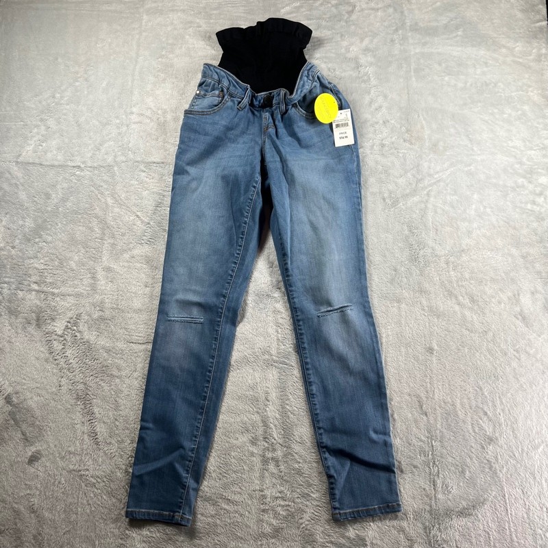 Motherhood Maternity Bounceback Postpartum Skinny Jeans Blue Sm NWT Distressed
