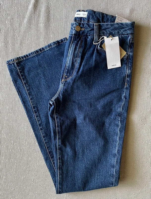 MANGO - Blue Flare Mid Waist Regular Fit Full Length Jeans - Size 8 gallery