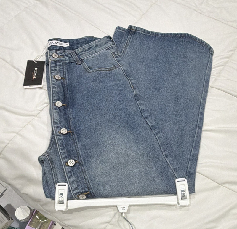 Noozee Blue Denim Jeans Button Fly Solid Women Plus 1X New With Tags