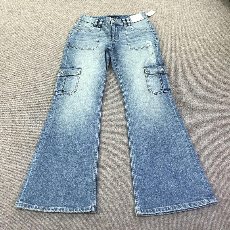 Aeropostale Aero Mid Rise Flare Jeans Womens 6R Blue Medium Wash Stretch Cargo