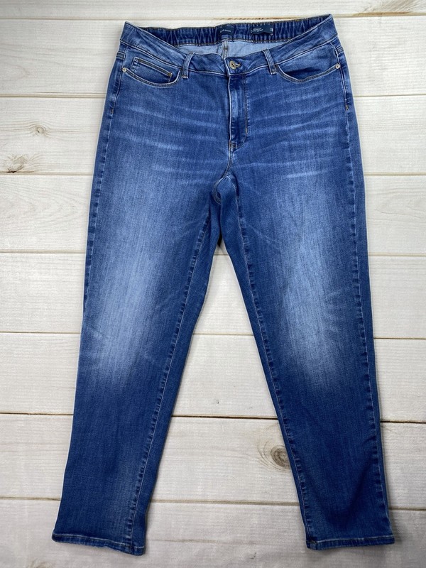 J. Jill Denim Women 18 The Boyfriend Straight Leg Ankle Mid Rise Elastic Waist