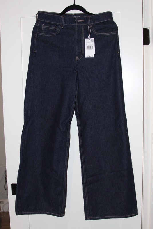 Mango Women's Jeans Collection Wide-Leg Low Waist Dark Wash Blue Denim Size 4